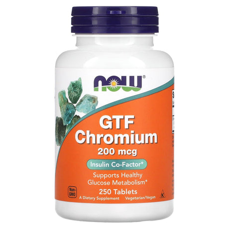 NOW Foods, GTF Chromium, 200 mcg, 100 Tablets - Supply Center USA