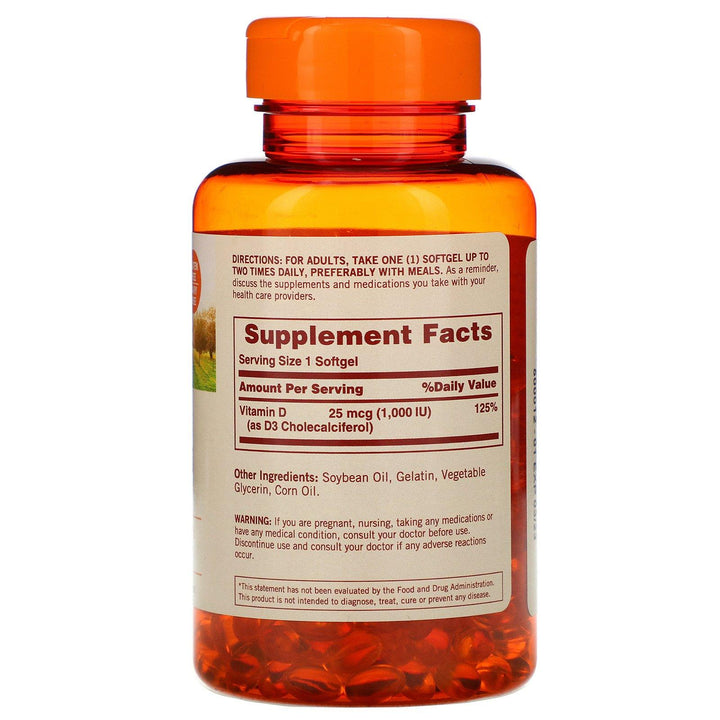 Sundown Naturals, Vitamin D3, 25 mcg (1,000 IU), 400 Softgels - HealthCentralUSA