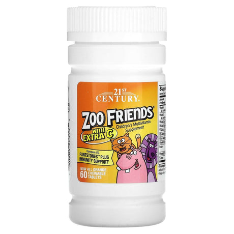 21st Century, Zoo Friends with Extra C, Orange, 60 Chewable Tablets - Supply Center USA