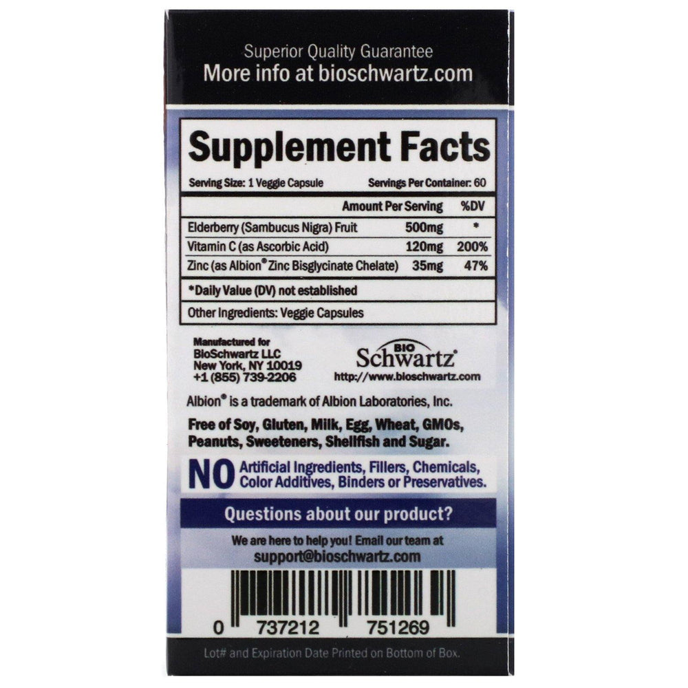 BioSchwartz, Advanced Formula Sambucus Elderberry, 60 Veggie Caps - HealthCentralUSA