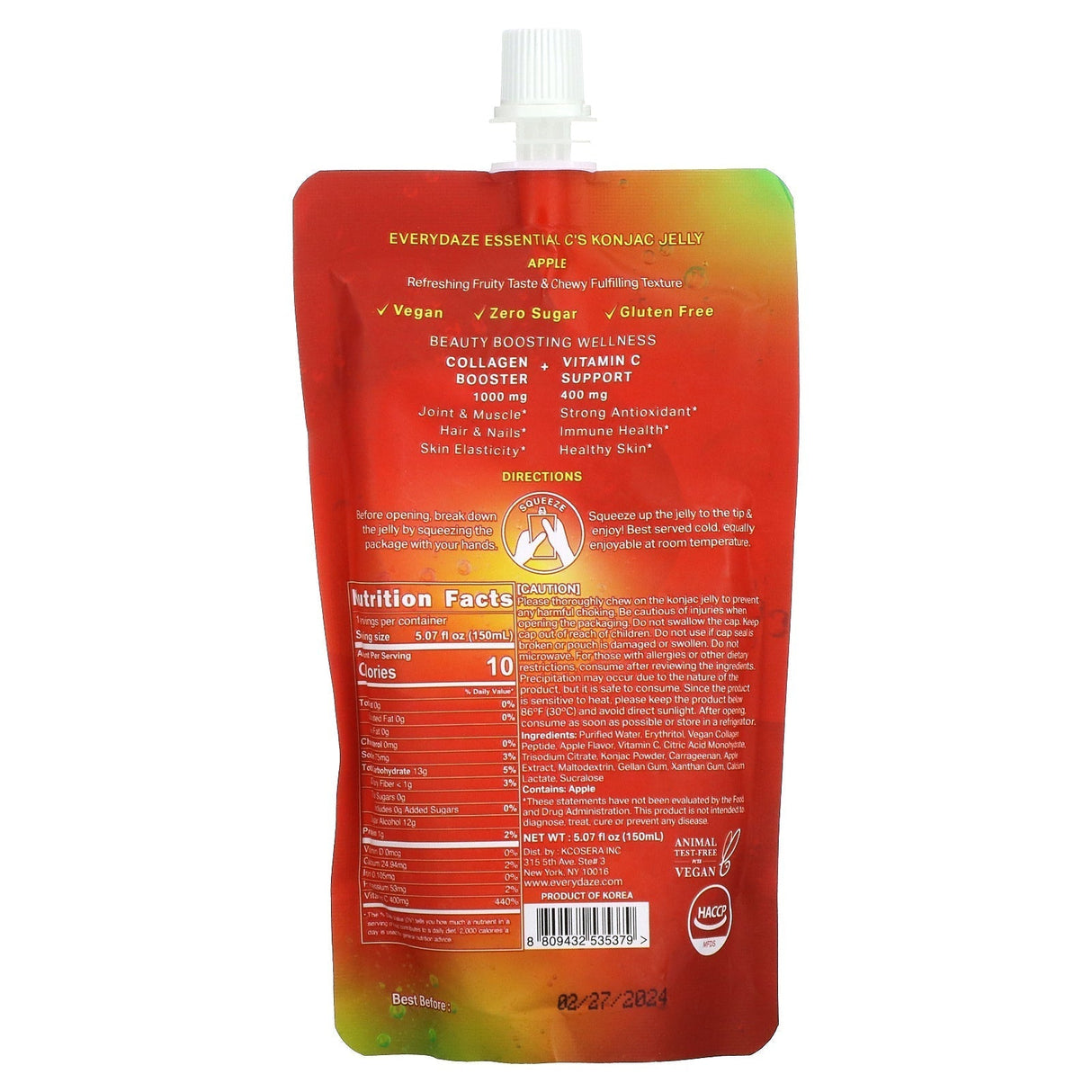 Everydaze, Essential C's Konjac Jelly, Peach, 5.07 fl oz (150 ml) - Supply Center USA
