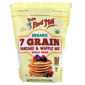 Bob's Red Mill, Organic 7 Grain Pancake & Waffle Mix, Whole Grain, 24 oz (680 g) - HealthCentralUSA