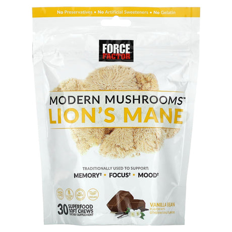 Force Factor, Modern Mushrooms, Lion's Mane, Vanilla Bean, 30 Superfood Soft Chews - Supply Center USA