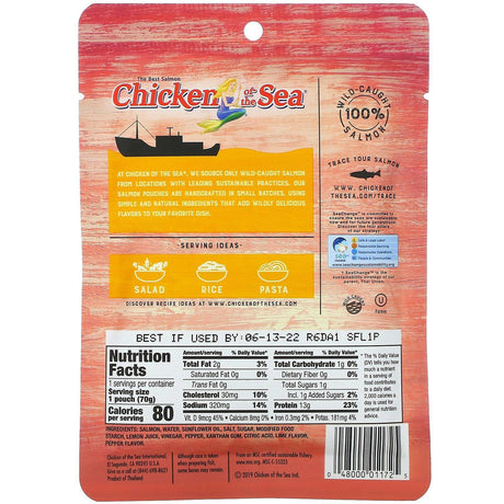 Chicken of the Sea, Wild-Caught Pink Salmon, Lemon Pepper, 2.5 oz (70 g) - Supply Center USA