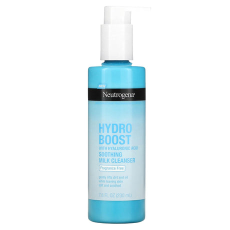 Neutrogena, Hydro Boost With Hyaluronic Acid, Soothing Milk Cleanser, Fragrance Free, 7.8 fl oz (230 ml) - Supply Center USA