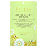 Pacifica, Super Green Detox, Beauty Facial Mask, Kale & Charcoal, 1 Sheet Mask, 0.67 fl oz (20 ml) - Supply Center USA