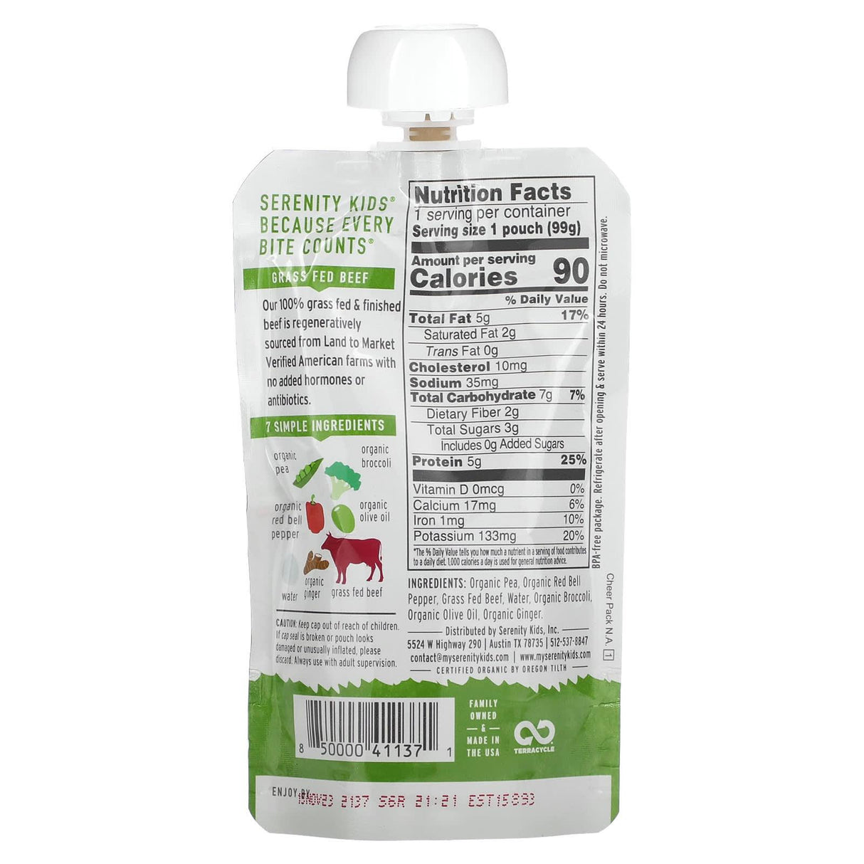 Serenity Kids, Beef with Organic Kale & Sweet Potato, 6+ Months, 3.5 oz (99 g) - Supply Center USA