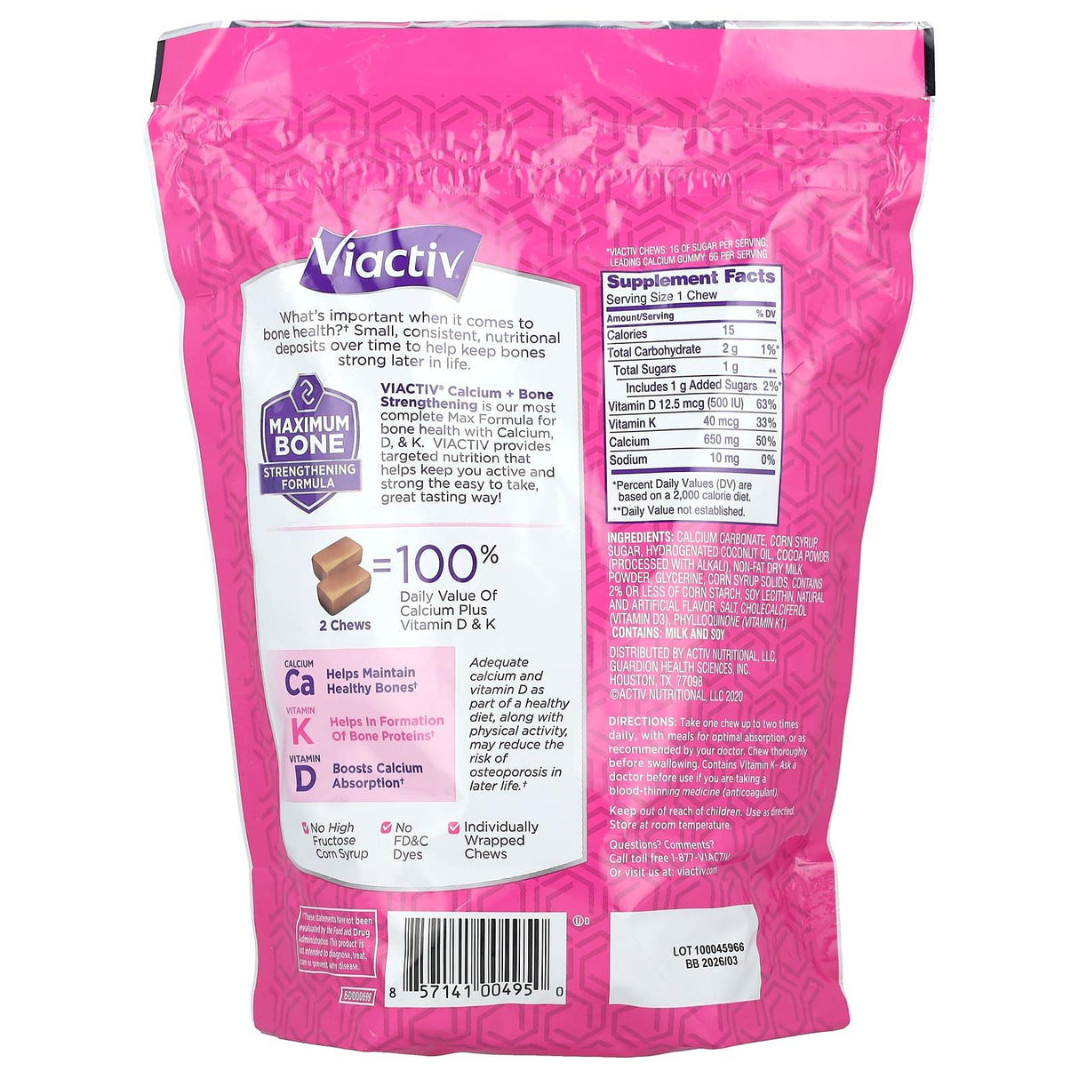 Viactiv, Calcium + Bone Strengthening, Milk Chocolate, 180 Soft Chews - Supply Center USA