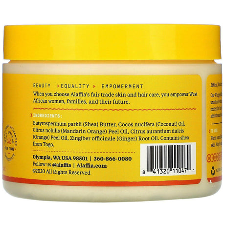 Alaffia, Whipped Shea Butter & Coconut Oil, Mandarin Ginger, 4 oz (114 g) - Supply Center USA