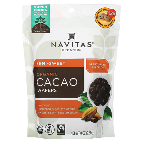 Navitas Organics, Organic Cacao Wafers, Semi-Sweet , 8 oz (227 g) - Supply Center USA