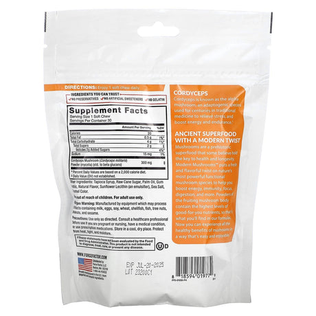 Force Factor, Modern Mushrooms Cordyceps, Butterscotch, 30 Superfood Soft Chews - Supply Center USA