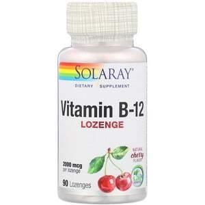 Solaray, Vitamin B-12, Natural Cherry Flavor, 2,000 mcg, 90 Lozenges - Supply Center USA