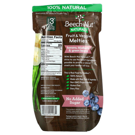 Beech-Nut, Naturals, Fruit & Veggie Melties, 8+ Months, Banana, Blueberry & Green Beans, 1 oz (28 g) - Supply Center USA