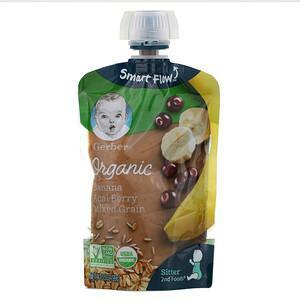 Gerber, Smart Flow, Organic, Banana, Acai Berry, Mixed Grain, 3.5 oz (99 g) - Supply Center USA