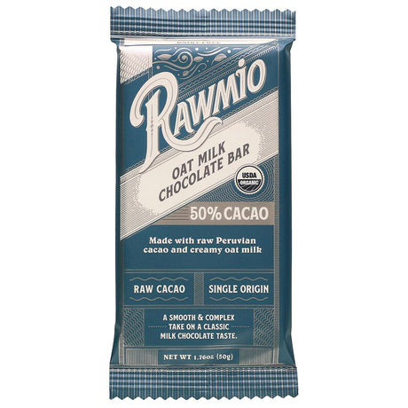 Rawmio, Oat Milk Chocolate Bar, 50% Cacao, 1.76 oz (50 g) - Supply Center USA