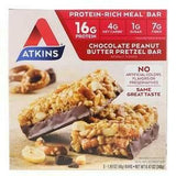 Atkins, Chocolate Peanut Butter Pretzel Bar, 5 Bars, 1.69 oz (48 g) Each - Supply Center USA