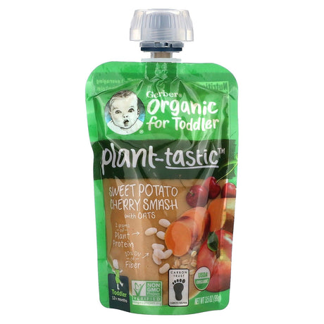 Gerber, Organic For Toddler, Plant-tastic, 12+ Months, Sweet Potato Cherry Smash With Oats, 3.5 oz (99 g) - Supply Center USA