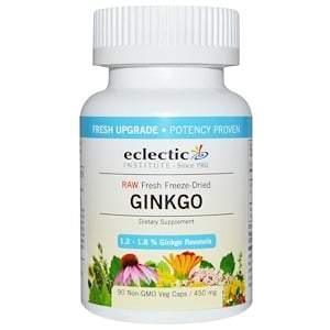 Eclectic Institute, Raw Fresh Freeze-Dried, Ginkgo, 450 mg, 90 Non-GMO Veggie Caps - Supply Center USA