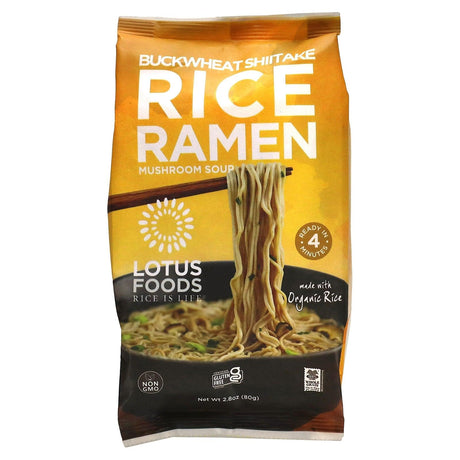 Lotus Foods, Buckwheat Shiitake Rice Ramen, Mushroom Soup, 2.8 oz (80 g) - Supply Center USA