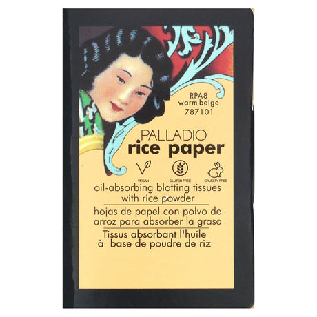 Palladio, Rice Paper, Oil-Absorbing Blotting Tissues, Warm Beige RPA8, 40 Tissues - Supply Center USA