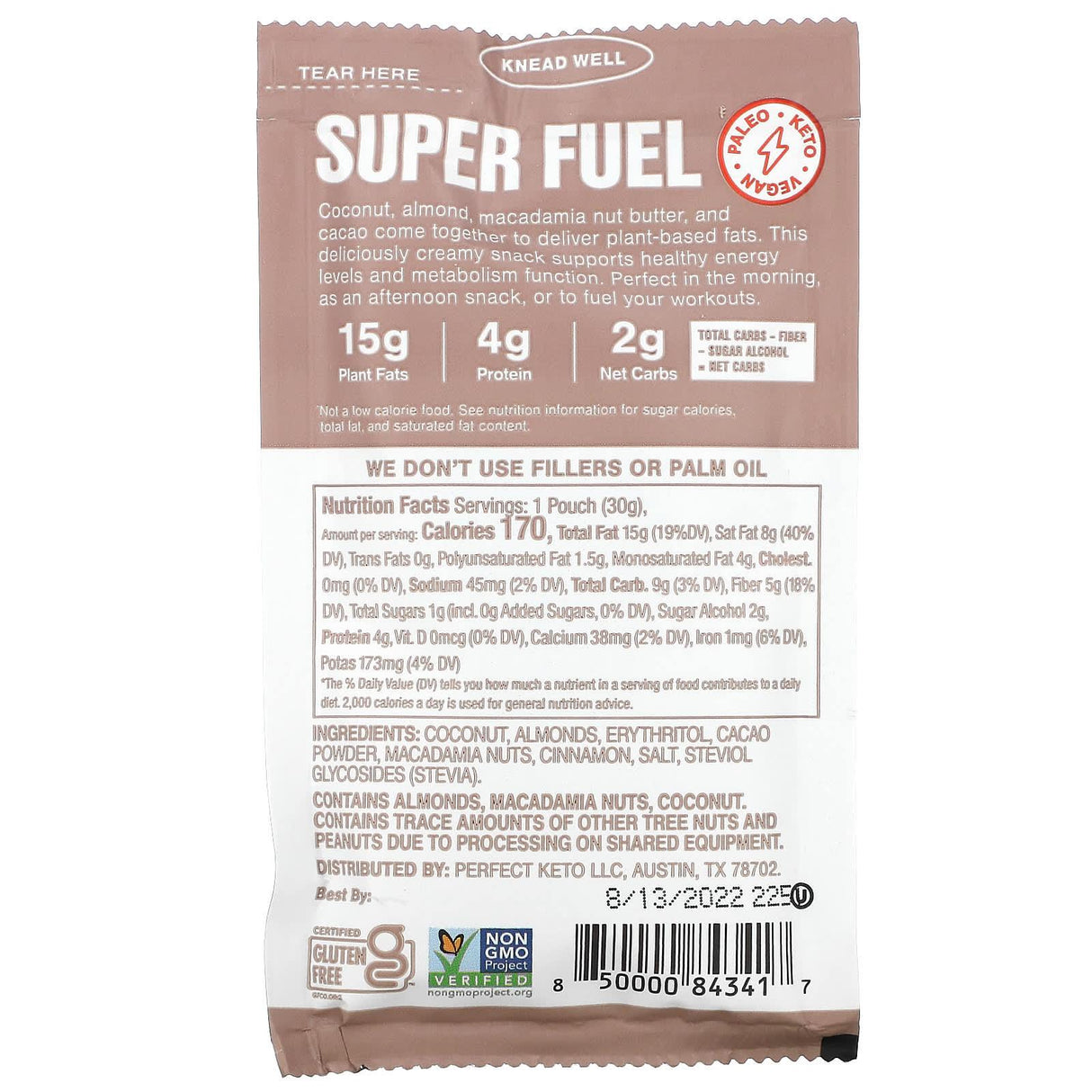 SuperFat, Keto Nut Butter, Macadamia Almond, 1.06 oz (30 g) - Supply Center USA