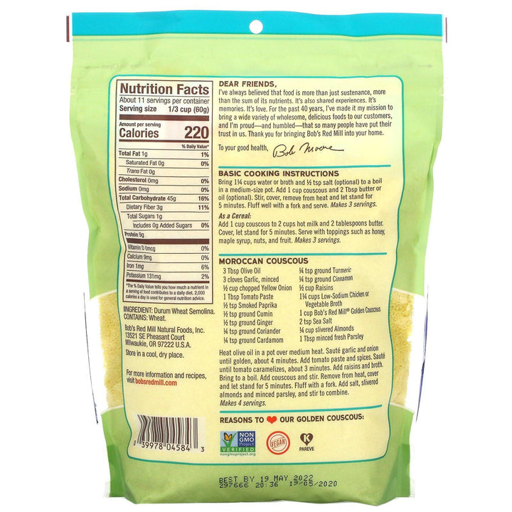 Bob's Red Mill, Golden Couscous, 24 oz (680 g) - HealthCentralUSA