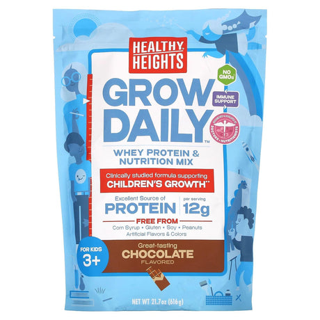 Healthy Heights, Grow Daily, Whey Protein & Nutrition Mix, For Kids 3+, Chocolate, 21.7 oz (616 g) - Supply Center USA