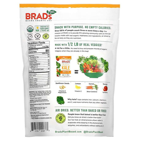 Brad's Plant Based, Crunchy Kale, Cheeze It Up, 2 oz (57 g) - Supply Center USA