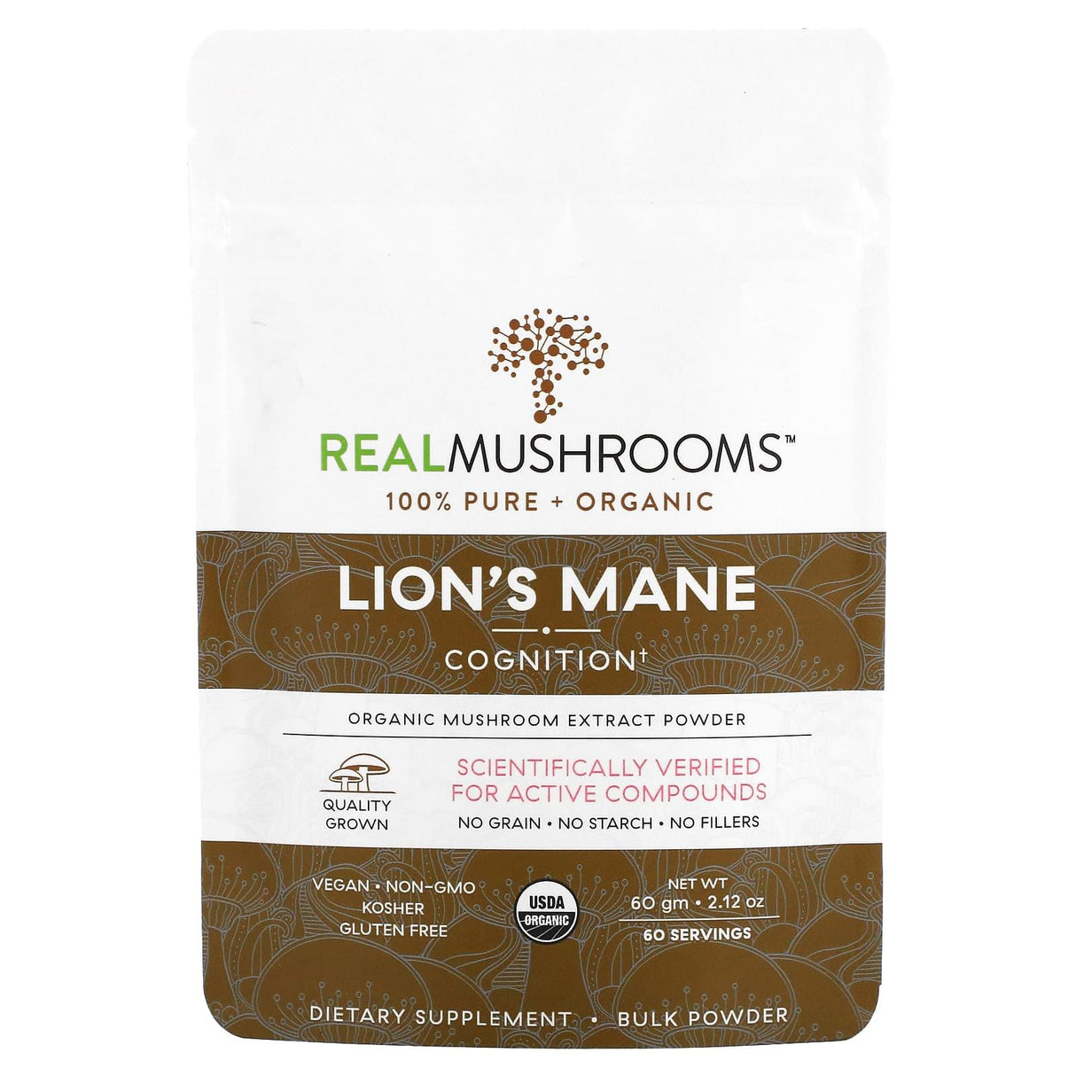 Real Mushrooms, Lion's Mane, Cognition, Bulk Powder, 2.12 oz (60 g) - Supply Center USA