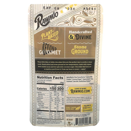 Rawmio, White Chocolate Hearts, 40% Raw Cacao, 2 oz (56.7 g) - Supply Center USA