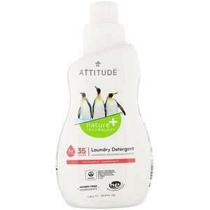 ATTITUDE, Laundry Detergent, Pink Grapefruit, 35 Loads, 35.5 fl oz (1.05 l) - HealthCentralUSA