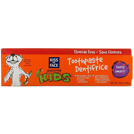 Kiss My Face, Obsessively Kids, Toothpaste, Fluoride Free, Berry Smart, 4 oz (113 g) - Supply Center USA