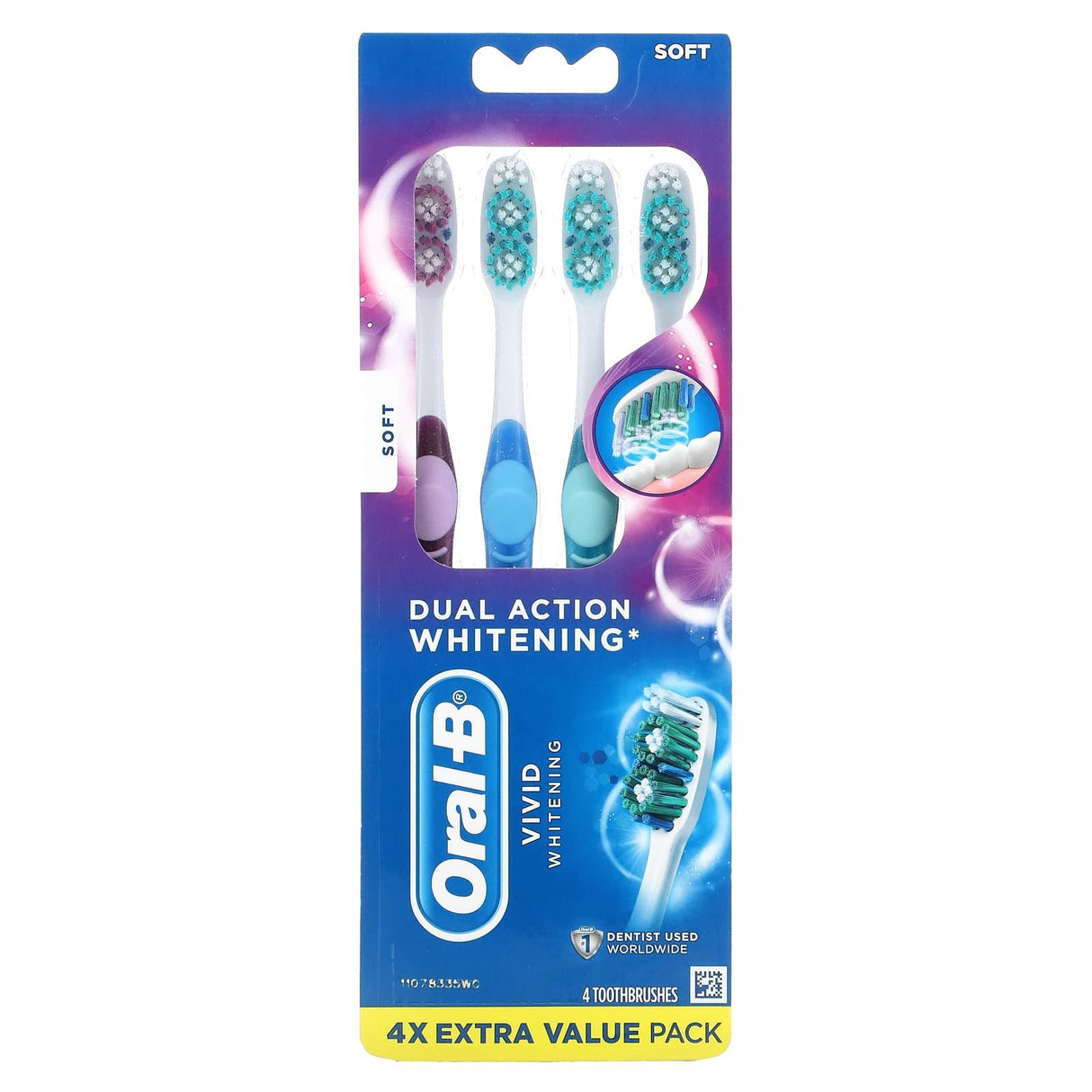 Oral-B, Vivid Whitening, Soft, 4 Toothbrushes - Supply Center USA