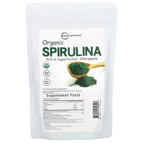 Micro Ingredients, Organic Spirulina, 1 lb (454 g) - Supply Center USA