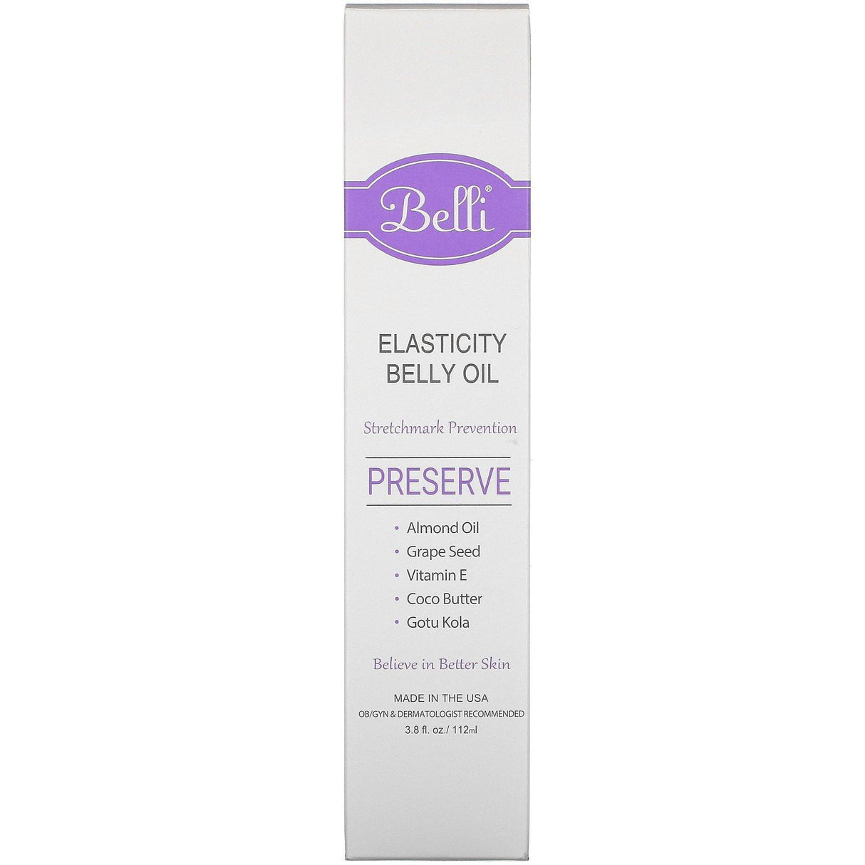 Belli Skincare, Elasticity Belly Oil, 3.8 fl oz (112 ml) - Supply Center USA