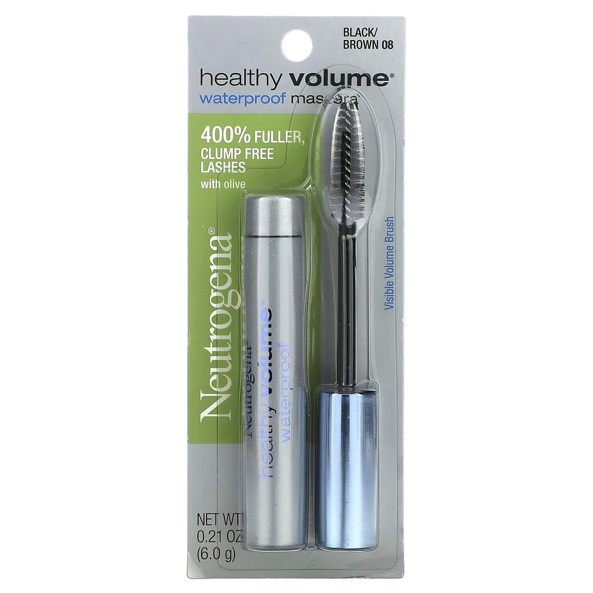 Neutrogena, Healthy Volume, Waterproof Mascara, Black/Brown 08, 0.21 oz (6 g) - Supply Center USA