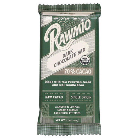 Rawmio, Dark Chocolate Bar, 70% Cacao, 1.76 oz (50 g) - Supply Center USA