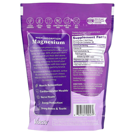 Viactiv, High Absorption Magnesium, Mixed Berries, 125 mg, 30 Soft Chews - Supply Center USA