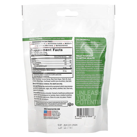 Force Factor, Fundamentals, Chlorophyll, Fresh Mint, 30 Soft Chews - Supply Center USA