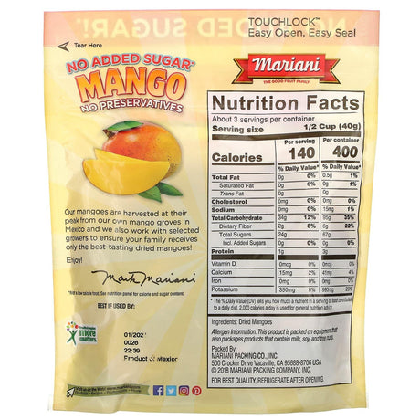 Mariani Dried Fruit, Mango, 4 oz ( 113 g) - Supply Center USA