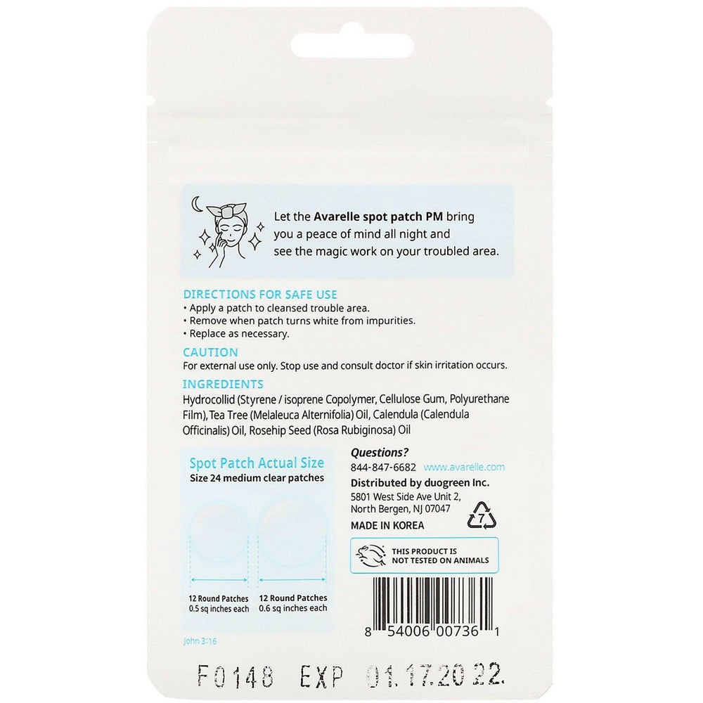 Avarelle, Spot Patch PM, 24 Clear Patches - HealthCentralUSA