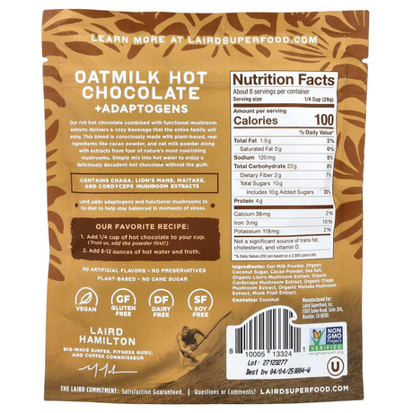 Laird Superfood, Oatmilk Hot Chocolate + Adaptogens, 8 oz (227 g) - Supply Center USA