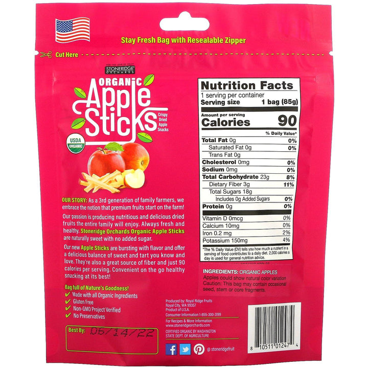 Stoneridge Orchards, Organic Apple Sticks, 0.85 oz (24 g) - HealthCentralUSA