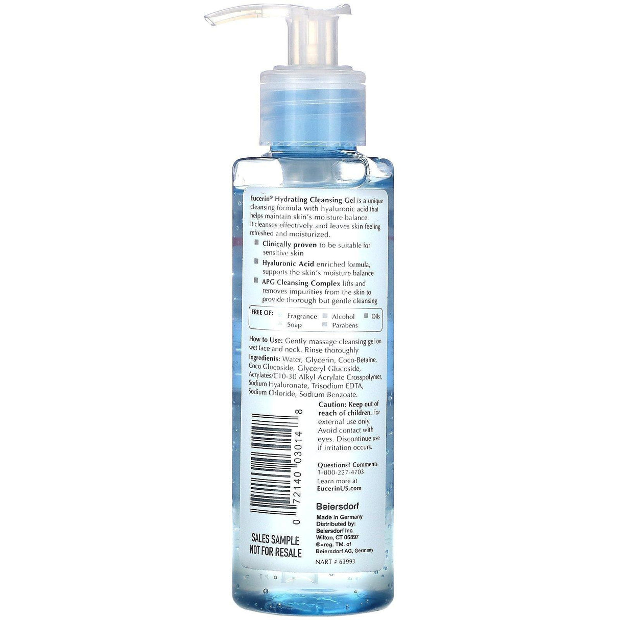 Eucerin, Hydrating Cleansing Gel + Hyaluronic Acid, 6.8 fl oz (200 ml) - Supply Center USA