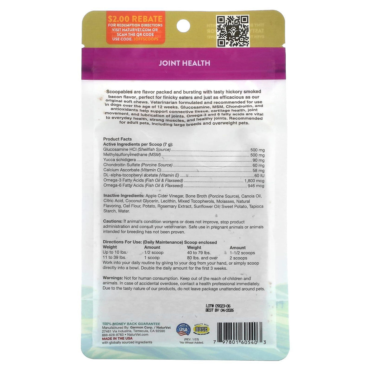 NaturVet, Scoopables, Glucosamine DS Plus Moderate Joint Care, For Dogs, Bacon, 11 oz (315 g) - Supply Center USA