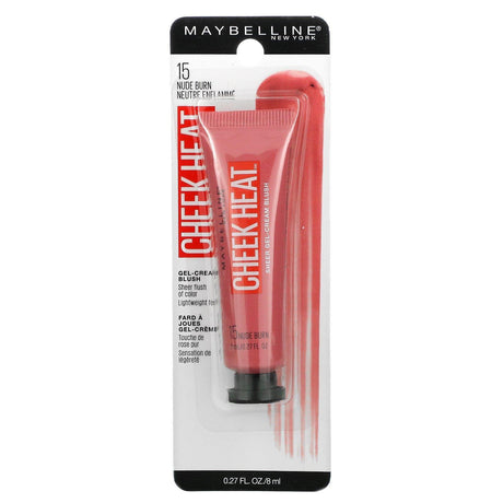 Maybelline, Cheek Heat, Gel-Cream Brush, Nude Burn, 0.27 fl oz (8 ml) - Supply Center USA