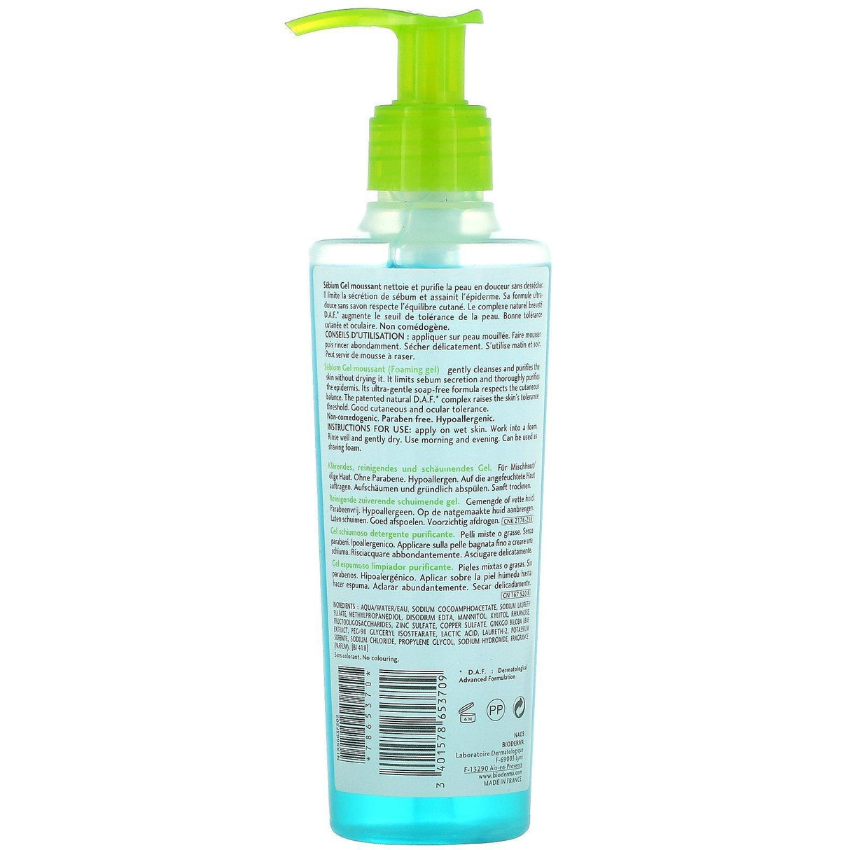 Bioderma, Sebium, Purifying Cleansing Foaming Gel, 6.67 fl oz (200 ml) - Supply Center USA