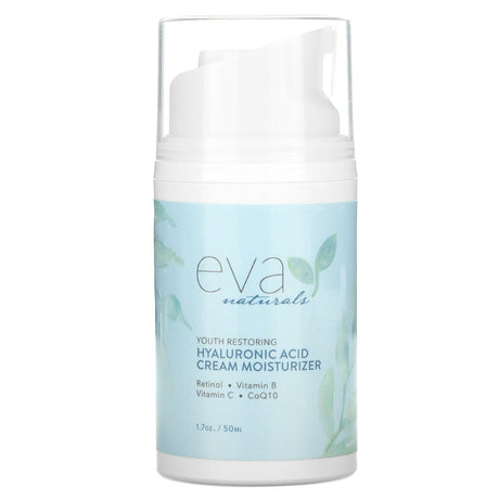 Eva Naturals, Youth Restoring Hyaluronic Acid Cream Moisturizer, 1.7 oz (50 ml) - Supply Center USA