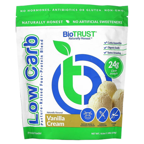 BioTRUST, Low Carb, Pasture-Raised Four-Protein Blend, Vanilla Cream, 1.16 lb (529 g) - Supply Center USA