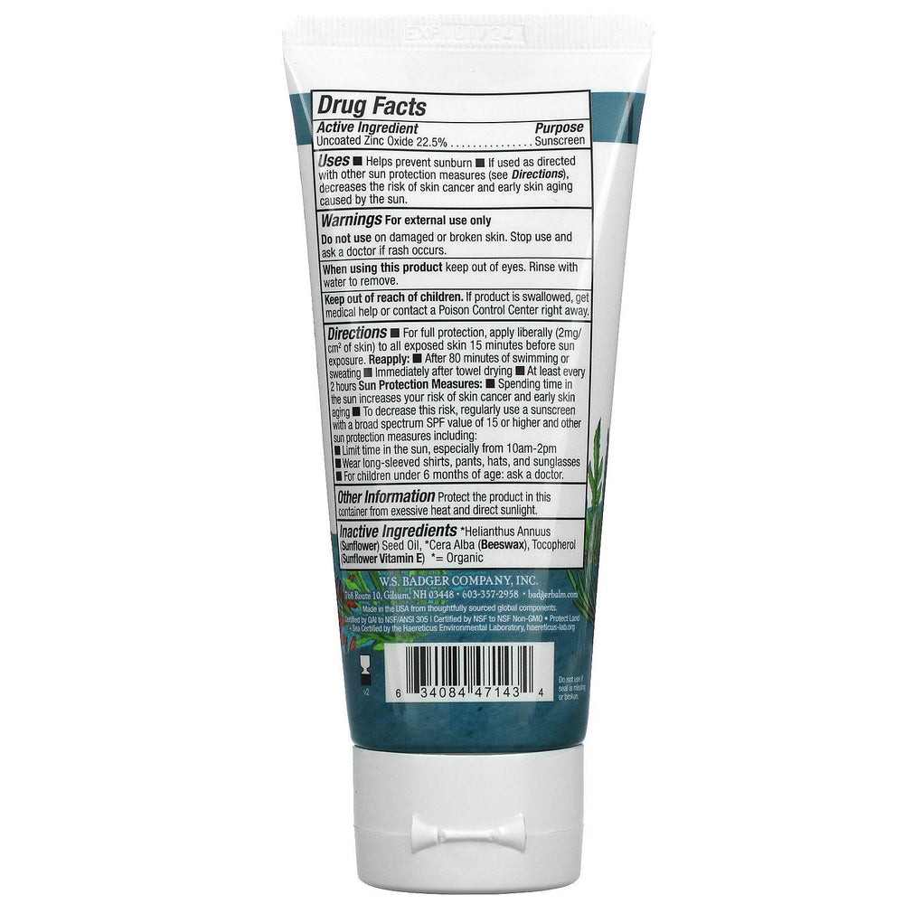 Badger Company, Clear Zinc Sunscreen Cream, SPF40, Unscented, 2.9 fl oz (87 ml) - HealthCentralUSA